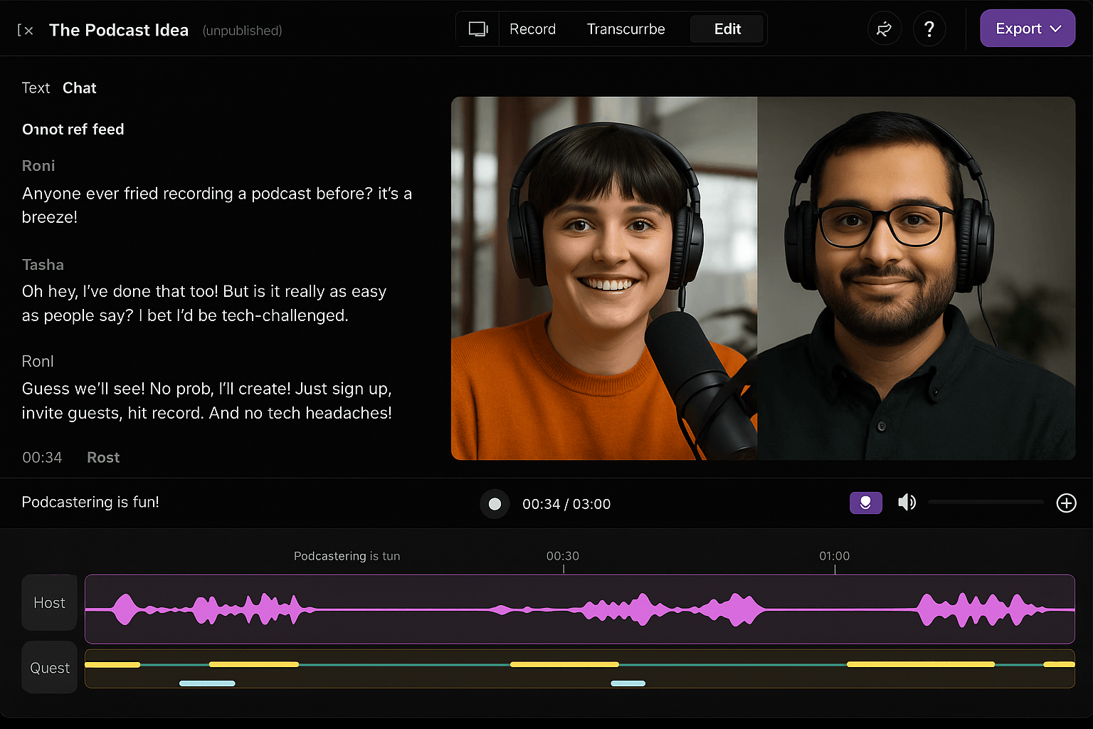 Editor interface mockup